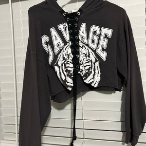 Tiger cropped shirt - q luv tops